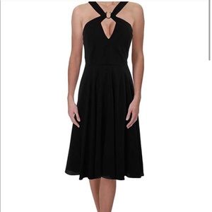 New Halston Heritage Pleated Fit&Flare Black Dress